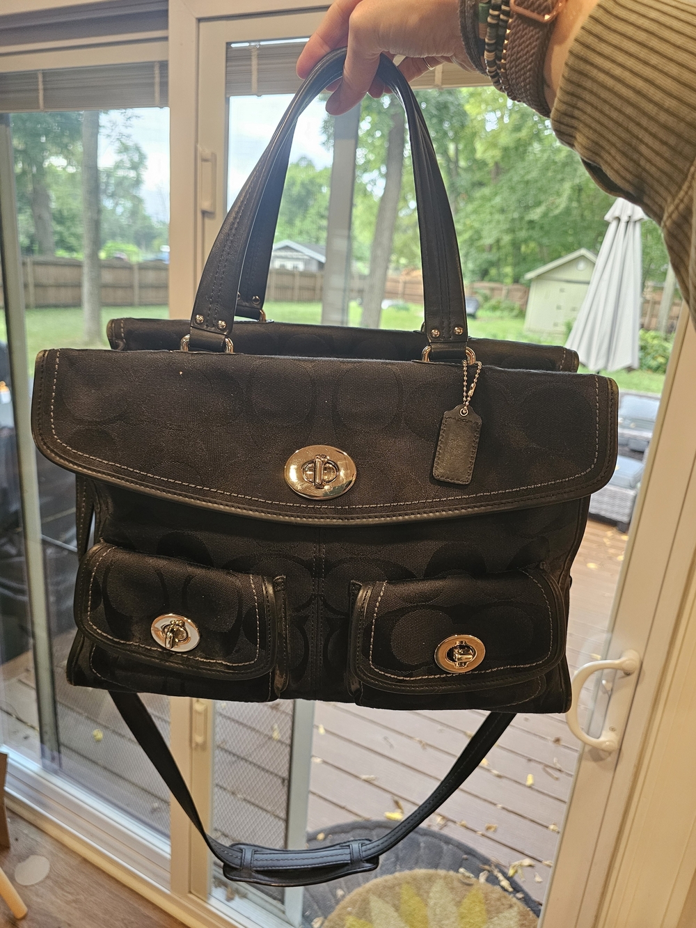 Vintage Coach Black Signature Canvas Legacy Hampton Business Messenger Bag 12979